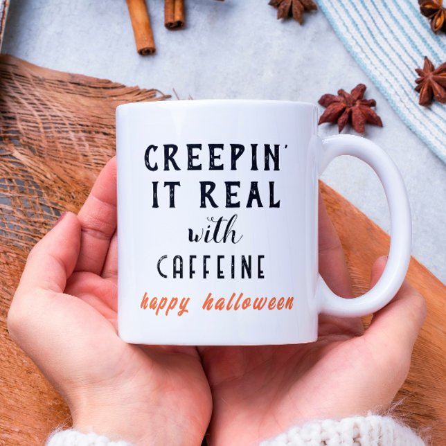 Taza De Café Creepin 'It Real White Halloween Coffee Mug (Subido por el creador)
