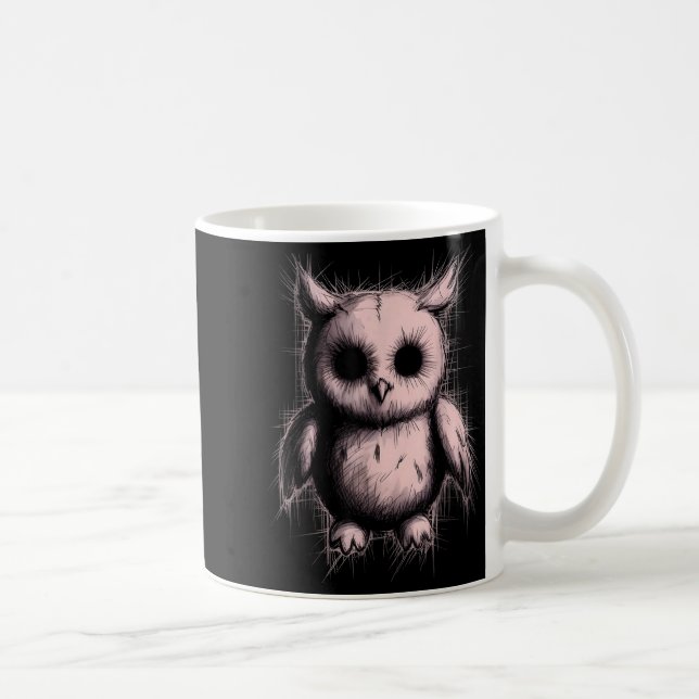Taza De Café Creepy Cute Goth Owl Horror Sketch Alt Nge Evil  (Derecha)