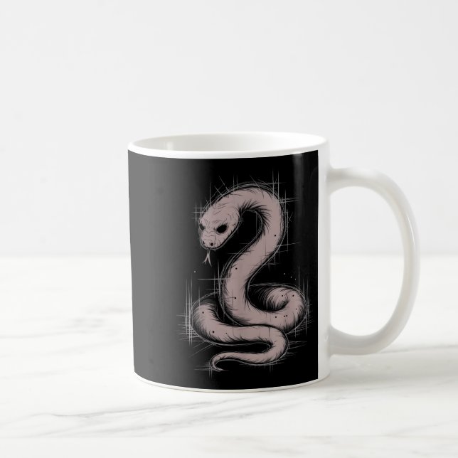 Taza De Café Creepy Cute Goth Python Horror Snake Sketch Alt Ng (Derecha)