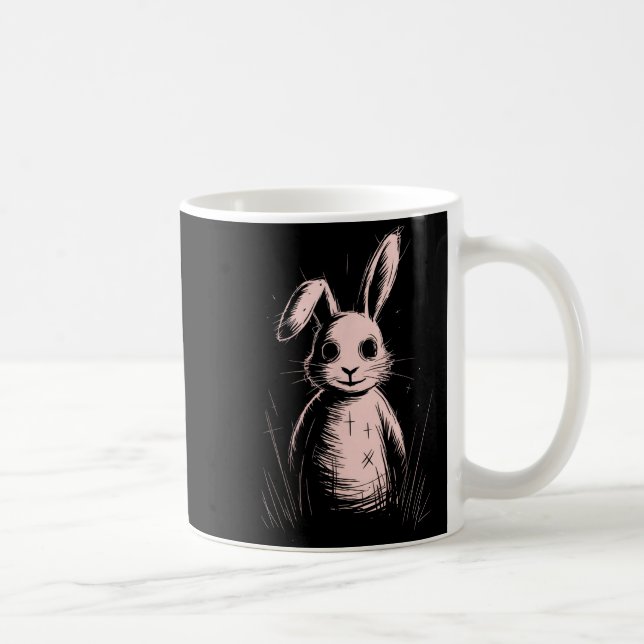 Taza De Café Creepy Cute Goth Rabbit Horror Bunny Sketch Alt Ng (Derecha)