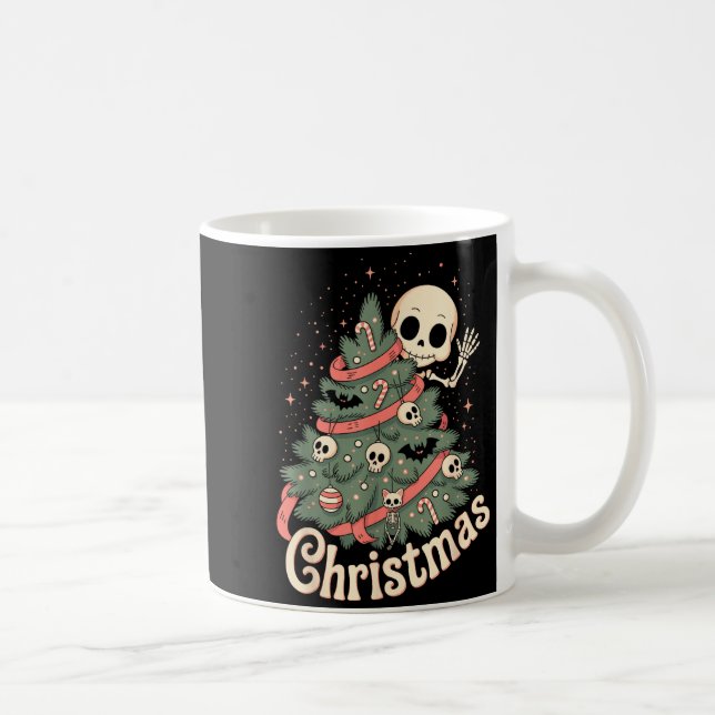 Taza De Café Creepy Cute Kawaii Skeleton Christmas Tree Skull B (Derecha)