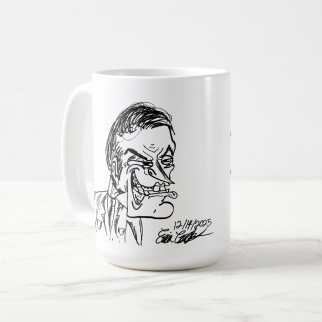 Taza De Café creepy villain cartoon art (Anverso izquierdo)