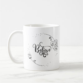Taza De Café Creer - Cita motivadora Inspiradora, floral, 