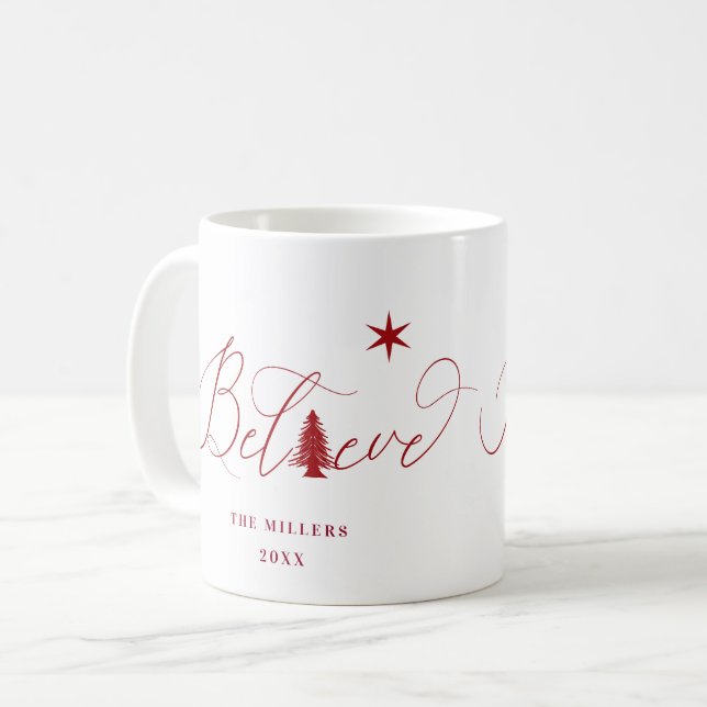 Taza De Café Creer elegante guión monograma mug vacaciones (Anverso izquierdo)