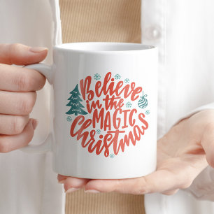 Taza De Café Creer en los Navidades mágicos café Tea Typo