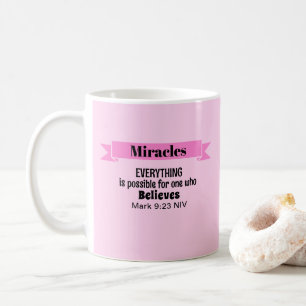 Taza De Café Creer en milagros Biblia versus cristiano rosado