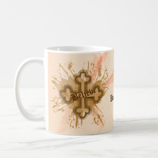 Taza De Café Creer Mug de la Cruz Cristiana (Izquierda)
