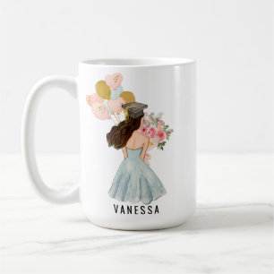 Taza De Café Creía Que Podía Graduarse Chica De Brunette