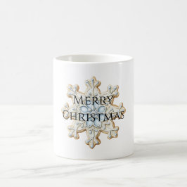 Taza De Café Crema azul Navidad Snowflake