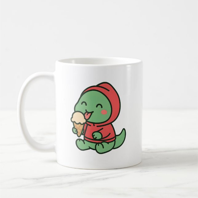 Taza De Café Crema de hielo de dinosaurio - café divertido Mug  (Izquierda)