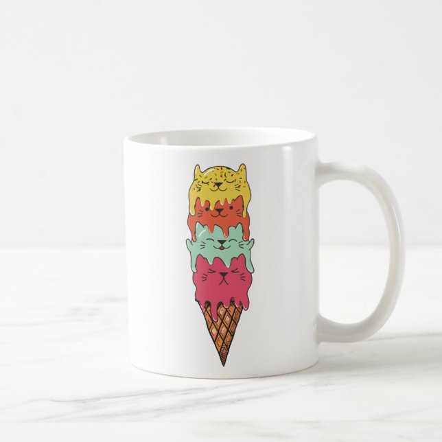 Taza De Café Crema de hielo de gato | Kawaii Kittens (Derecha)