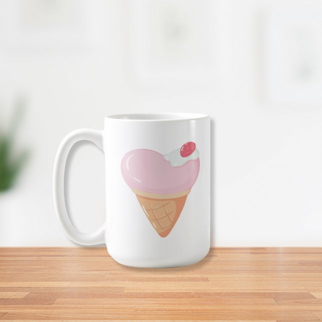 Taza De Café Crema de hielo del corazón rosado (Subido por el creador)