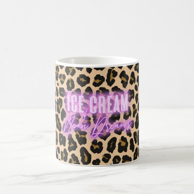 Taza De Café Crema de hielo Leopardo y peluca neon (Centro)