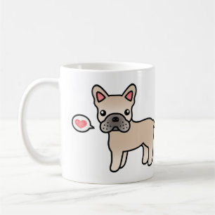 Taza De Café Crema Dibujo Animado Amor de Bulldog Francés