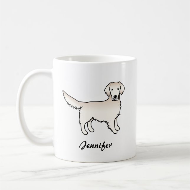 Taza De Café Crema inglesa Golden Retriever Cartog Dog & Name (Izquierda)