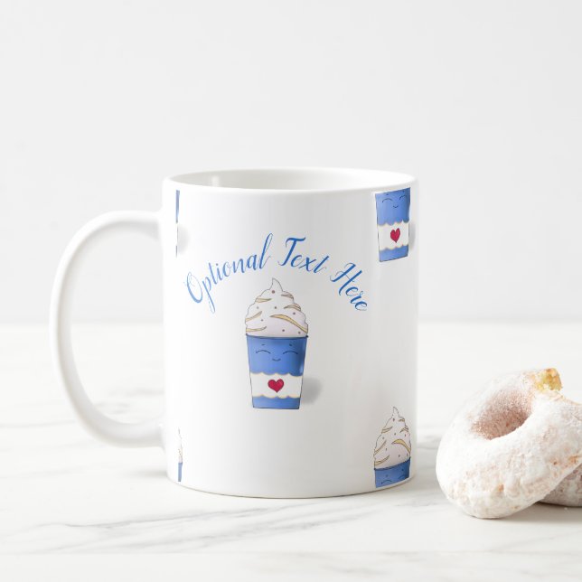 Taza De Café Crema lata y batida (azul) (Con donut)