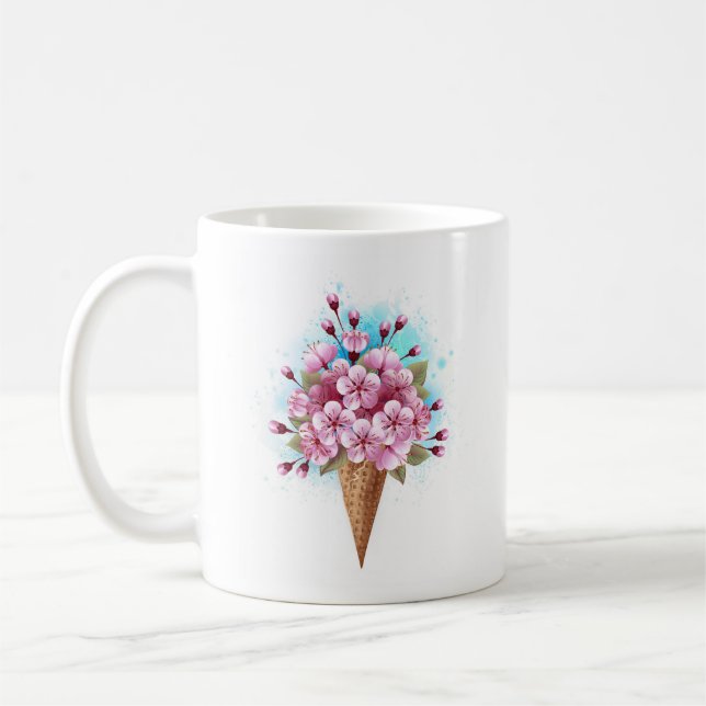 Taza De Café Crema rosa de hielo Sakura Waffle Cone (Izquierda)