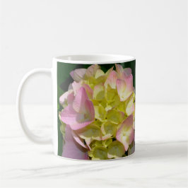 Taza De Café Crema rosa Hydrangeas amarillo rosa verde floral