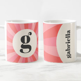 Taza De Café Crema rosa monogramo mínima retro de estallido sol