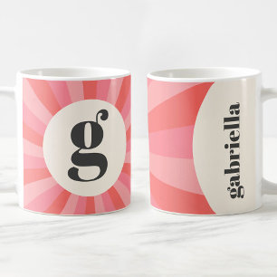 Taza De Café Crema rosa monogramo mínima retro de estallido sol