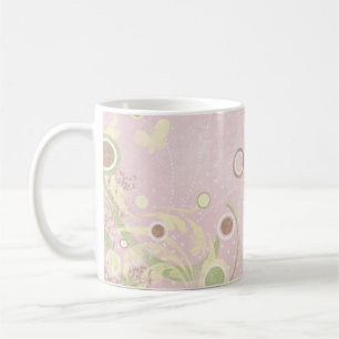 Taza De Café Crema rosa Polka Dots Butterflies Classic Mug