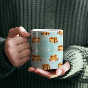 Taza De Café Crepes con jarabe de arce y patrón Polkadot