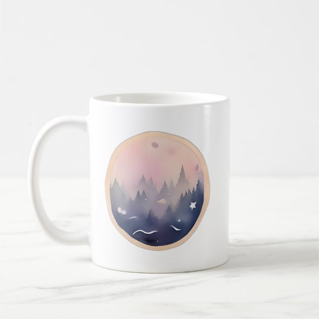 Taza De Café Crepúsculo místico del bosque (Izquierda)