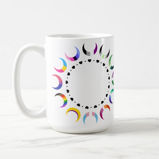 Taza De Café Crescent Orgullo Luna y Anillo del Corazón (Izquierda)