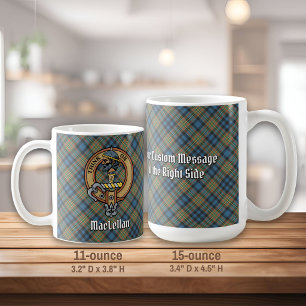 Taza De Café Crest del Clan MacLellan sobre Tartán Antiguo