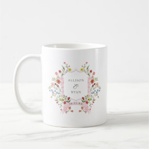 Taza De Café Crest Monograma de Boda de Jardín Caprichoso