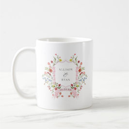 Taza De Café Crest Monograma de Boda en Jardín Caprichoso