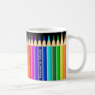 Taza De Café Creyones multicolores del lápiz (nombre opcional)