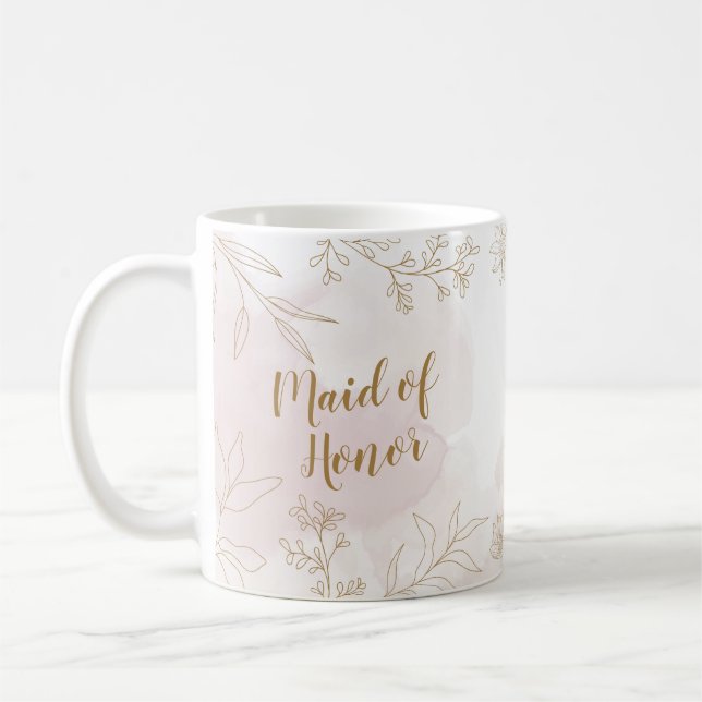 Taza De Café Criada floral rosa y dorada de Honor Mug (Izquierda)