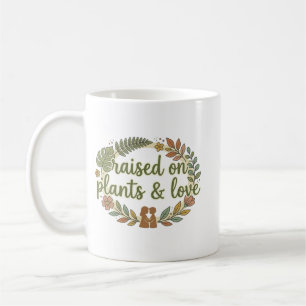 Taza De Café Criado en Plantas y Amor Retro