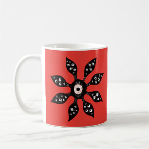Taza De Café Criatura Floral de Ojo Raro y Brujeril Horror Rojo