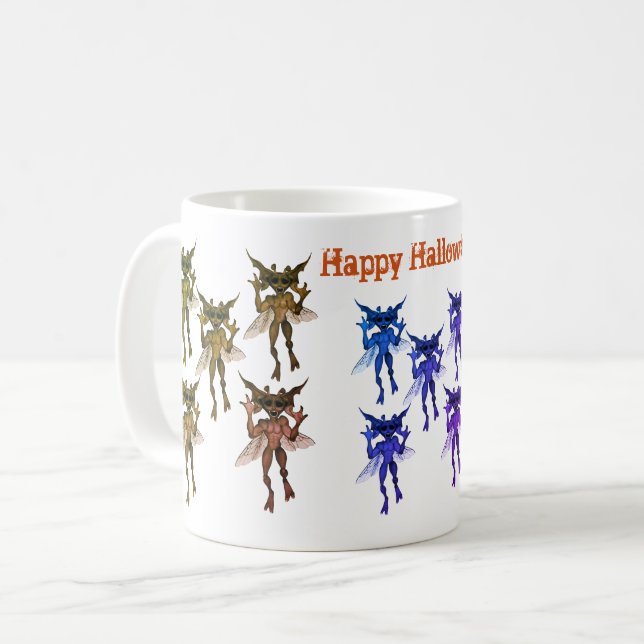 Taza De Café Criaturas de Gremlin aterradoras Feliz Halloween (Anverso izquierdo)