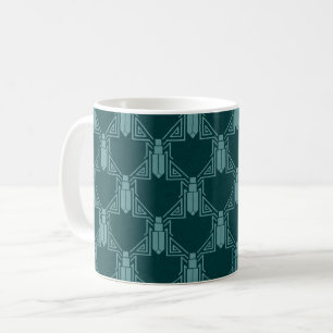 Taza De Café Cricket Art Deco - Café azul oscuro de pavo real