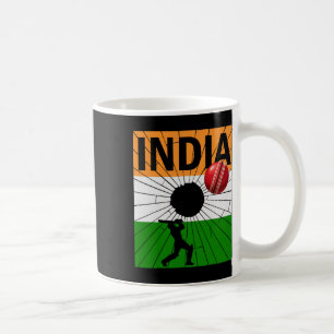 Taza De Café Cricket de India con pincelada de la bandera india