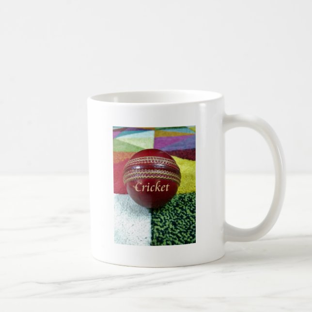 Taza De Café Cricket: Impresión del arte Red Hard Ball (Derecha)