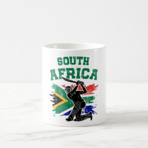 Taza De Café Cricket sudafricano, regalo de hincha de la bander