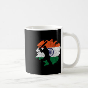 Taza De Café Cricketista de la India Bandera India Vintage