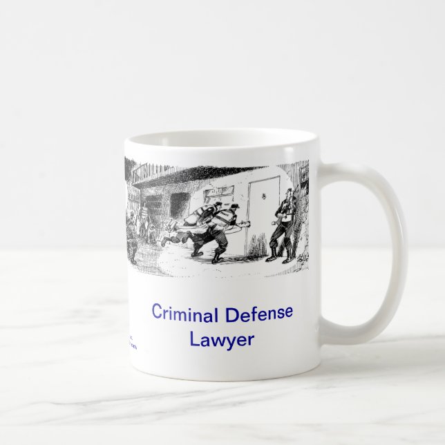 Taza de café criminal muerta del abogado defensor (Derecha)