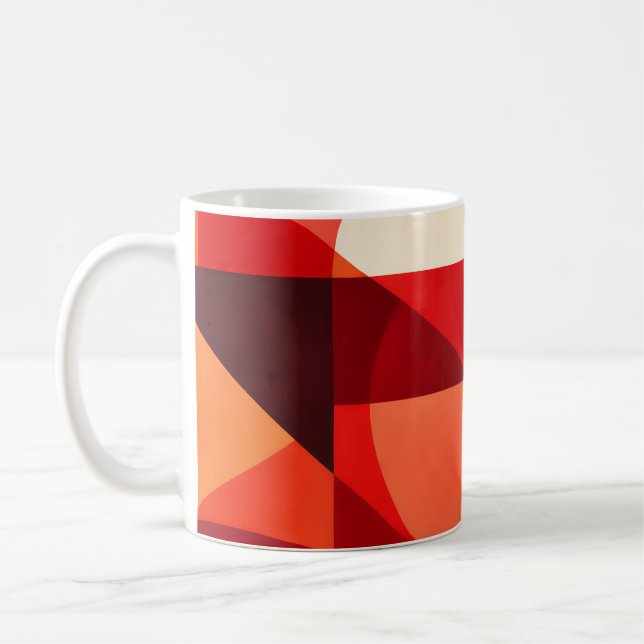 Taza De Café Crimson Ember Geometric Abstract (Izquierda)