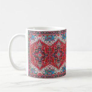 Taza De Café Crimson Heirloom: Arte de alfombras de patrimonio 