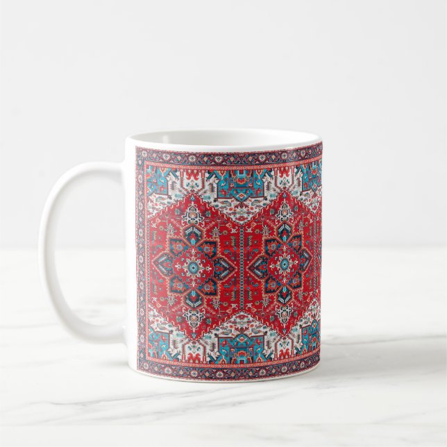 Taza De Café Crimson Heirloom: Arte de alfombras de patrimonio  (Izquierda)