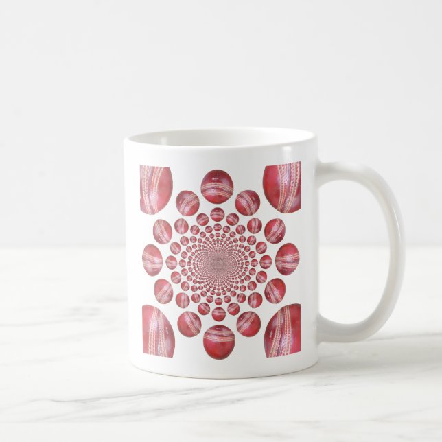 Taza De Café Crimson Vortex: bello arte de una pelota de críque (Derecha)