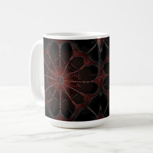 Taza De Café Crimson Web: Baile fractal con la araña de la espa