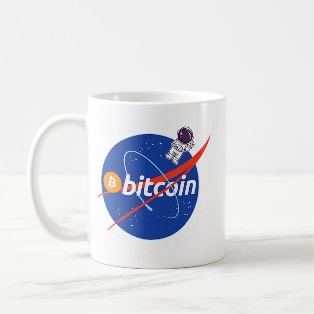 Taza De Café Cripto espacial de moda de Bitcoin Astronauta (Izquierda)