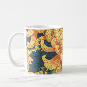 Taza De Café Crisantemo japonés: patrón floral amarillo.