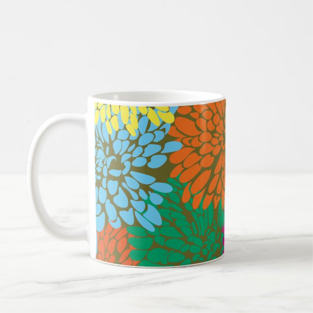 Taza De Café crisantemo multicolor en olivos (Izquierda)